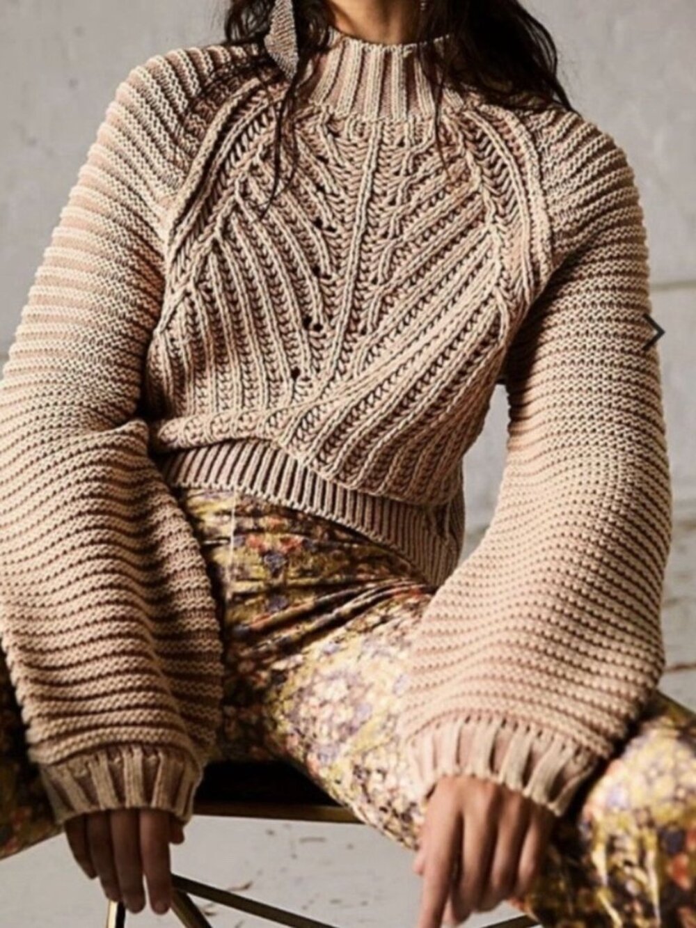 FREE PEOPLE "Sweetheart Sweater" cotton chunky Women's Size M